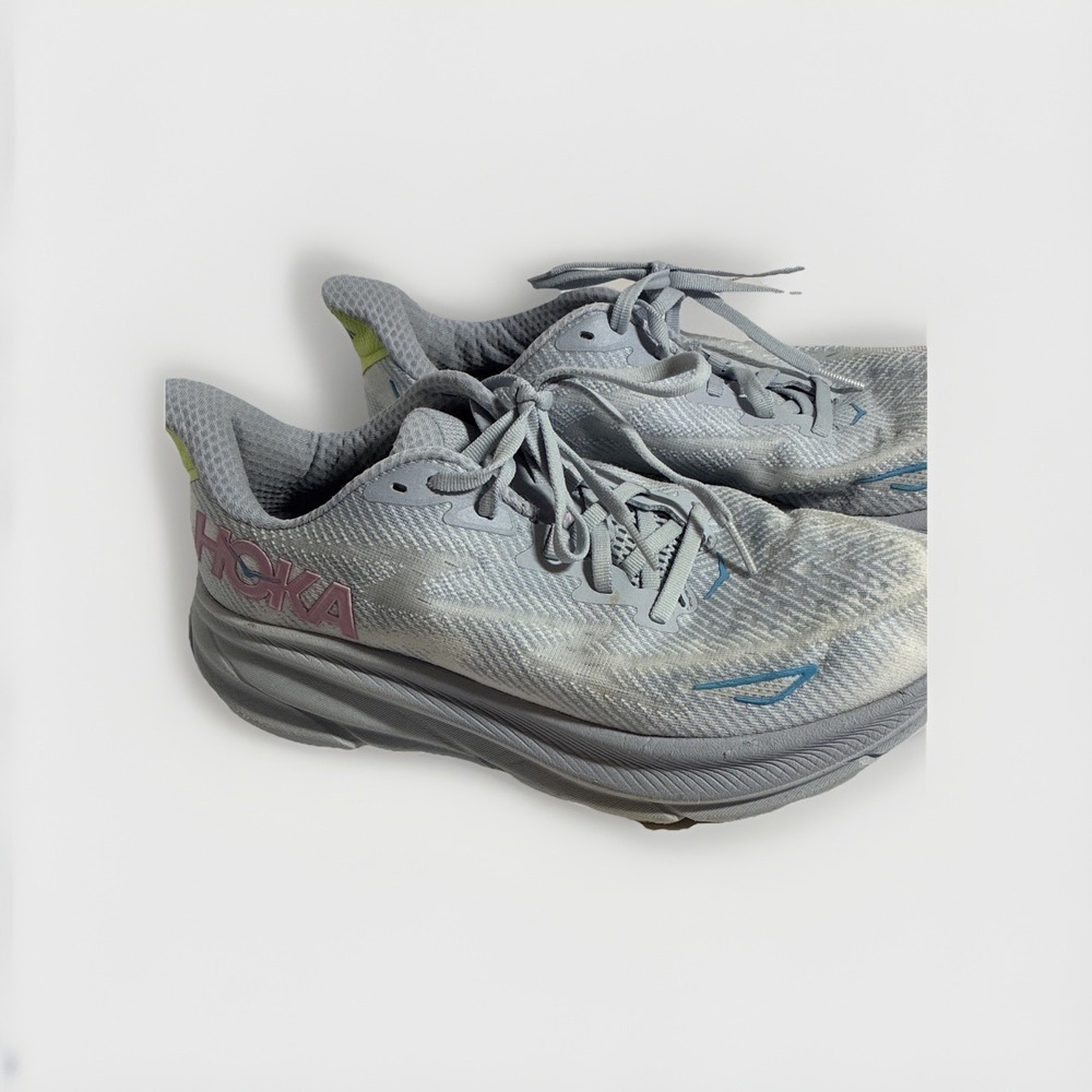 Hoka One One Clifton 9 Wide Women's Running Sneaker Gull/Sea Ice 1132211-GLLS